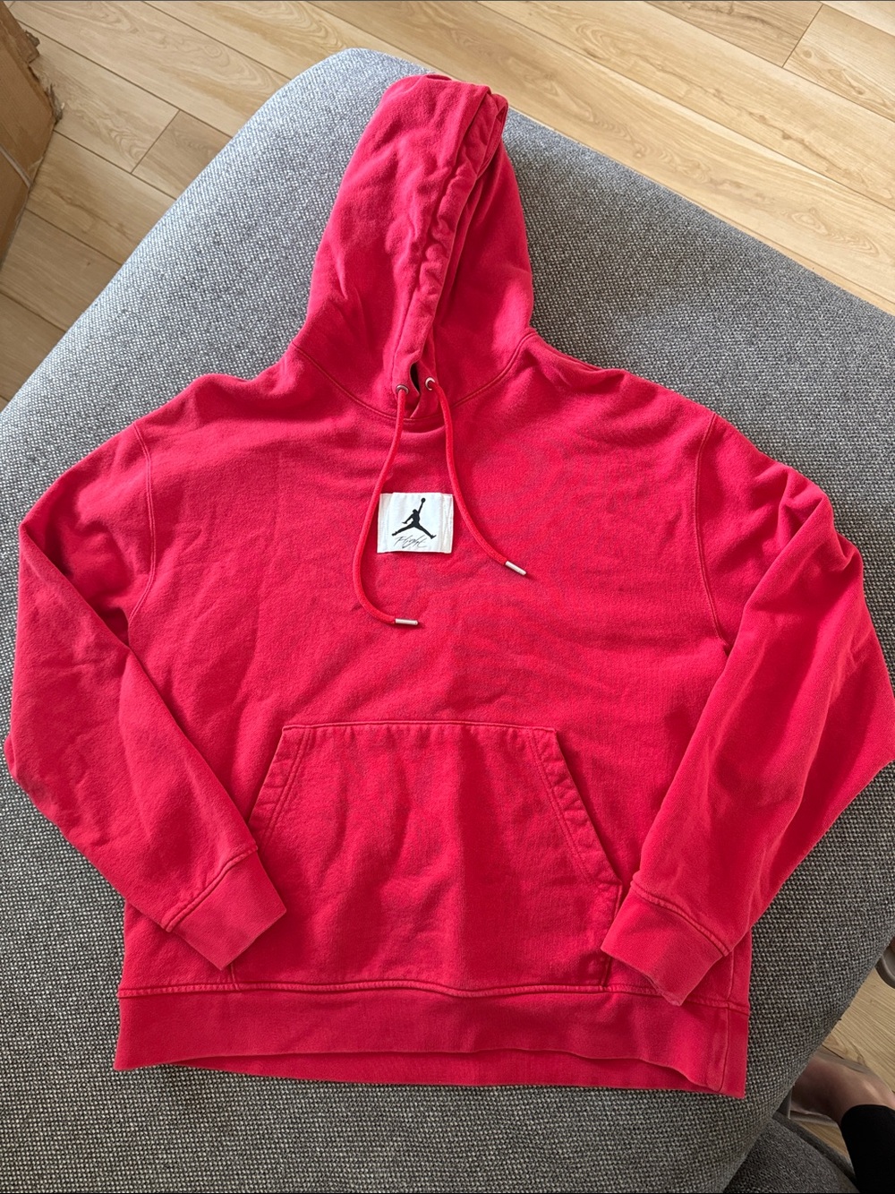 Jordan Red Crewneck Pullover Hoodie with Jumpman Patch